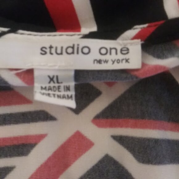 Studio One New York women's size XL red, white and black diamond dress - Picture 14 of 16
